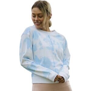 Zyia Heaven Hendrix Blue and White Crewneck Sweater Sz L